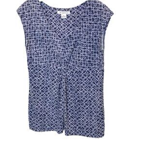 Liz Claiborne | Women’s Blue V neck Print Sleeveless Blouse Tank Top T Shirt